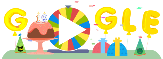 谷歌用生日幸运转盘庆祝其19岁生日