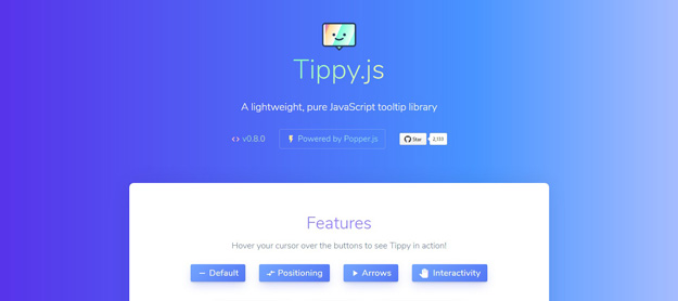 轻量的纯 JavaScript 动态提示工具插件库——Tippyjs
