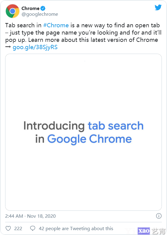 Google Chrome 87 引入标签页搜索与后台续航优化