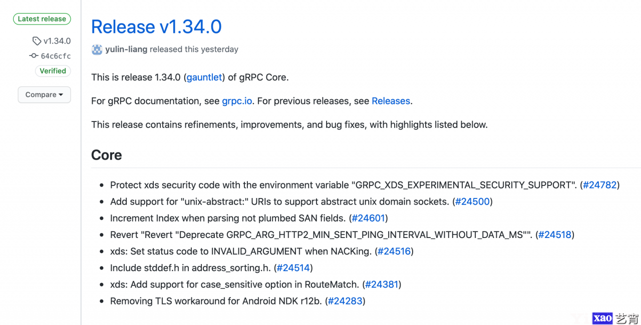 gRPC 1.34.0 发布，高性能 RPC 框架