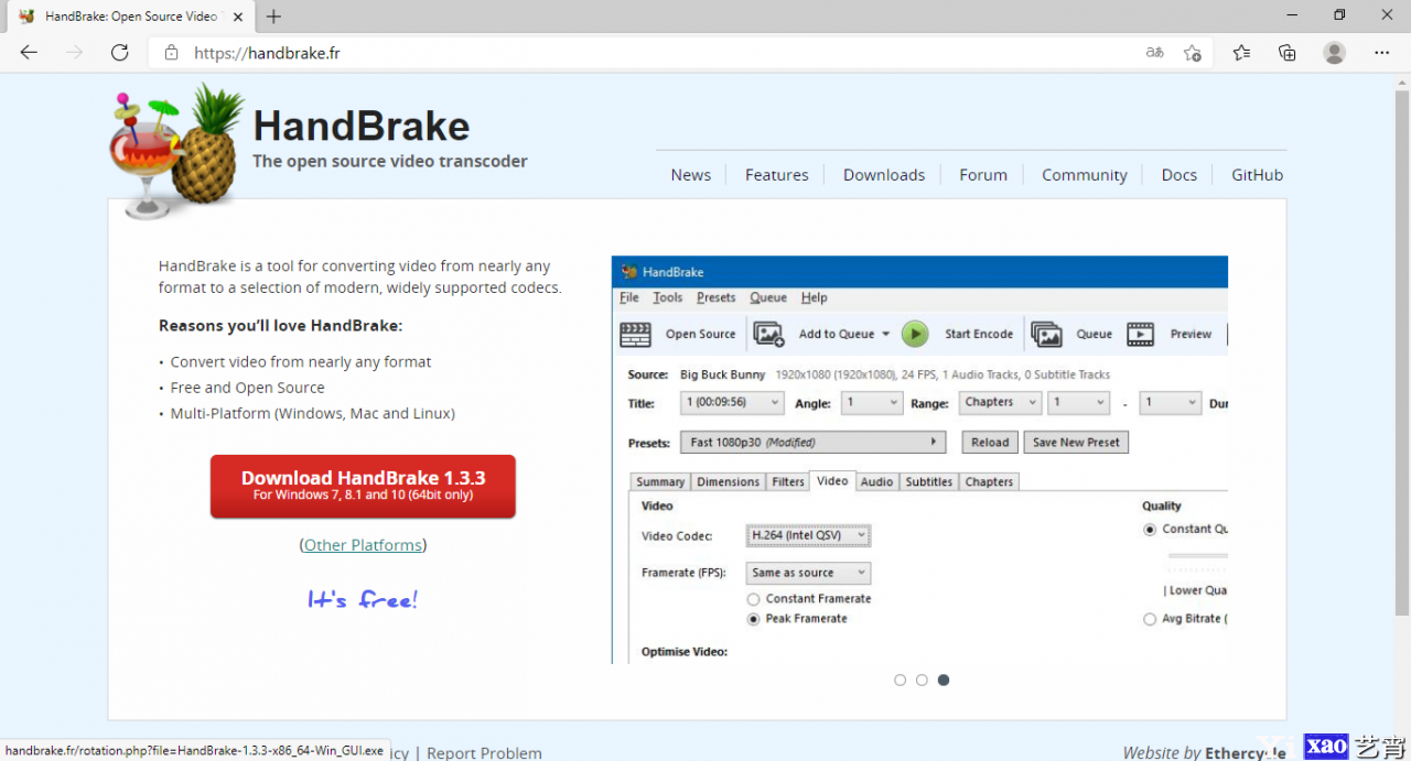免费开源软件推荐之视频转换软件HandBrake